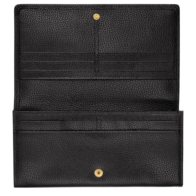 Women's Longchamp Le Foulonné Continental Wallets Black | LWHUM-0461