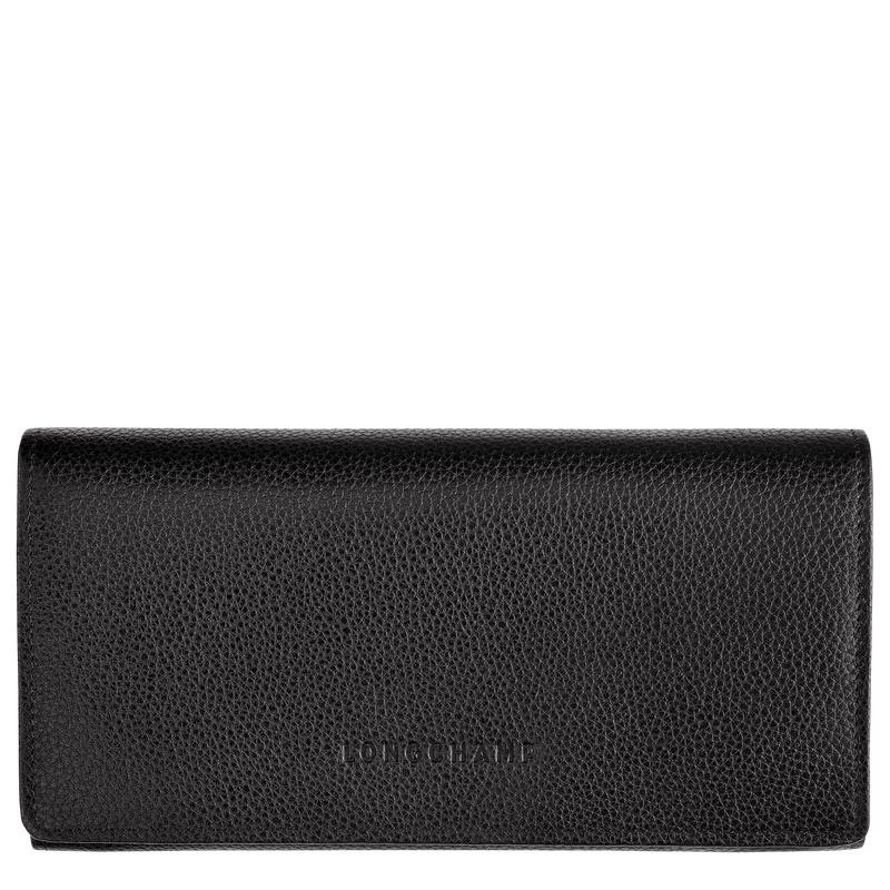 Women\'s Longchamp Le Foulonné Continental Wallets Black | LWHUM-0461