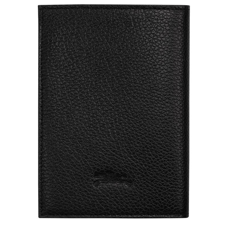 Women's Longchamp Le Foulonné Passport cover Passport Bag Black | UFTWL-2179