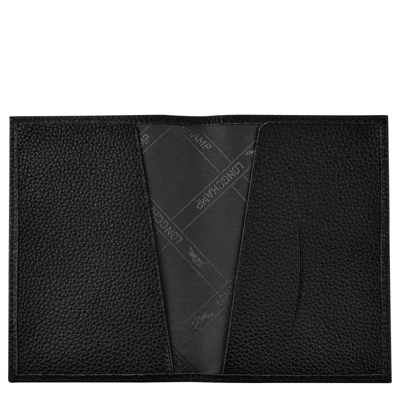 Women's Longchamp Le Foulonné Passport cover Passport Bag Black | JFNBA-6031