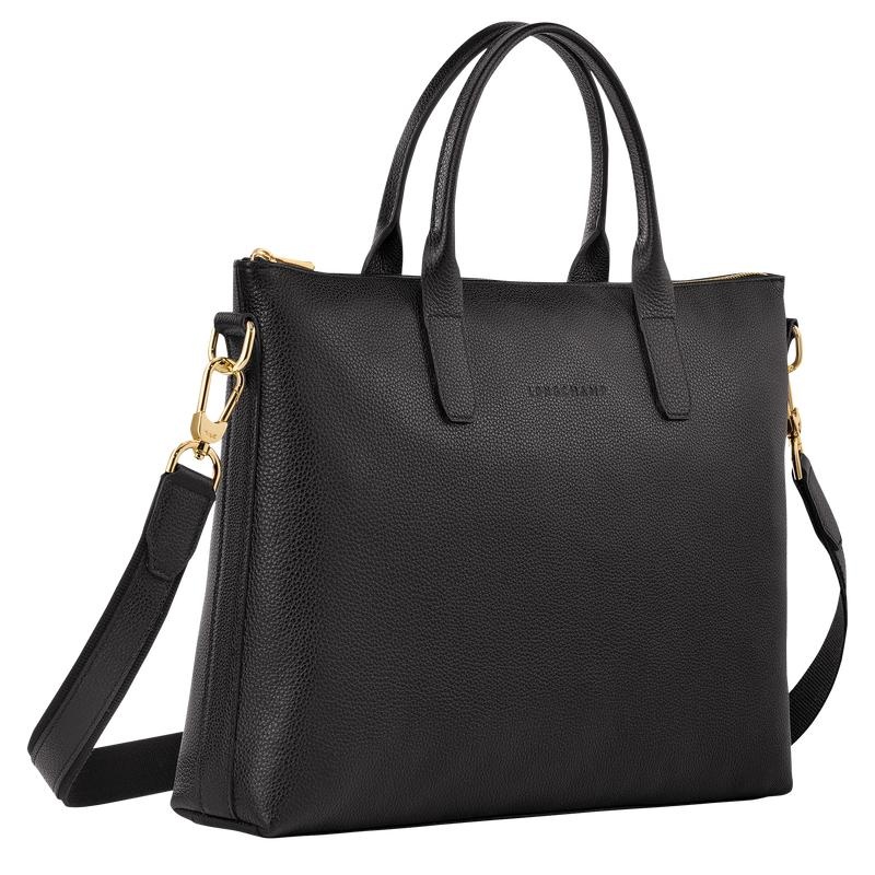 Women's Longchamp Le Foulonné S Briefcase Black | FPZJG-0248