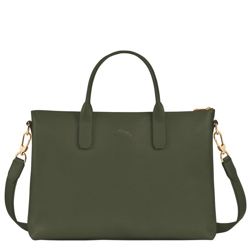 Women's Longchamp Le Foulonné S Briefcase Khaki | JLACQ-3071