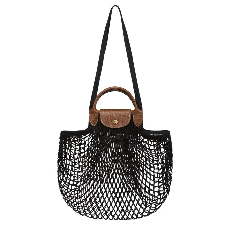 Women\'s Longchamp Le Pliage Filet L Mesh Bag Black | EVAKT-5619