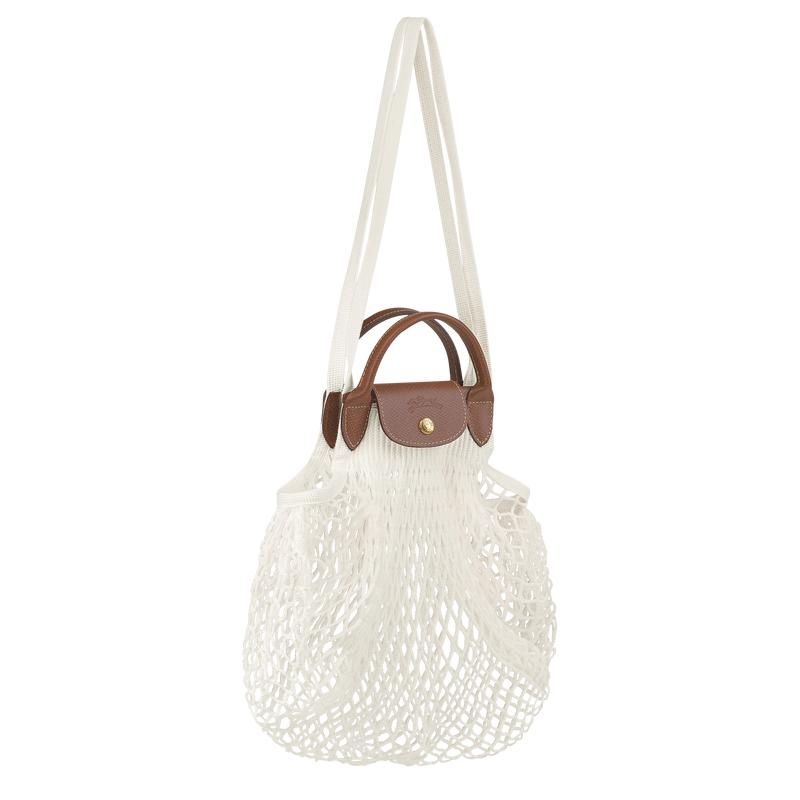 Women's Longchamp Le Pliage Filet L Mesh Bag Ecru White | WCXMR-9741