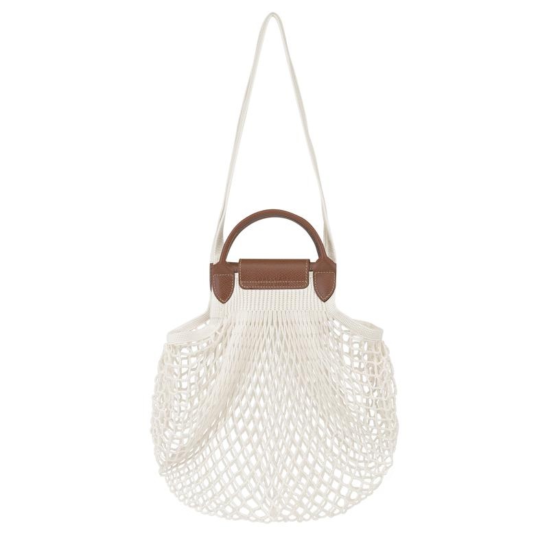 Women's Longchamp Le Pliage Filet L Mesh Bag Ecru White | WCXMR-9741