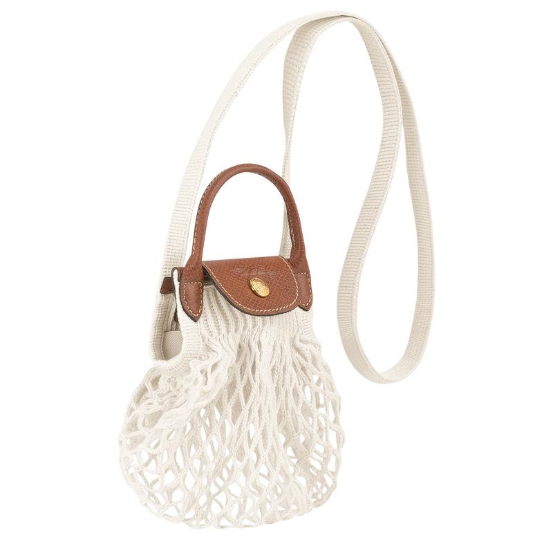 Women's Longchamp Le Pliage Filet XS Mesh Bag Ecru White | KBNIP-8715