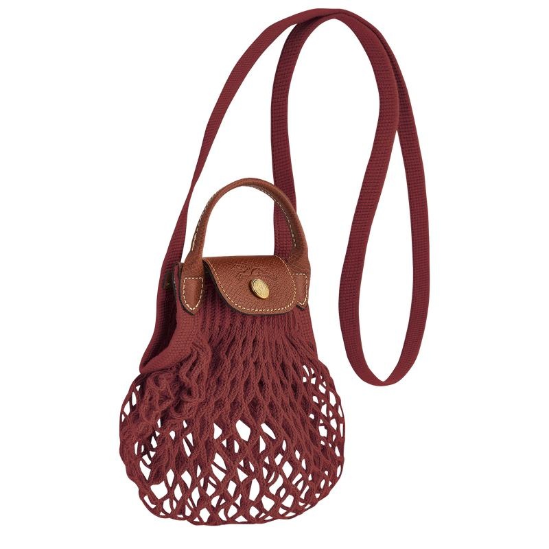 Women's Longchamp Le Pliage Filet XS Mesh Bag Mahogany Brown | RNKBG-2384