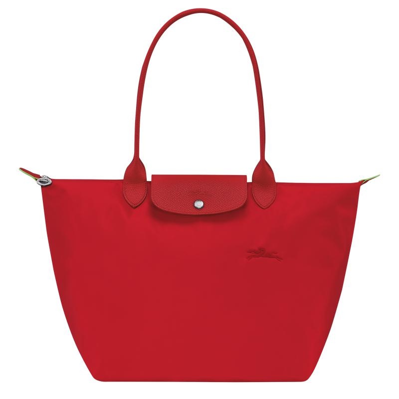Women\'s Longchamp Le Pliage Green L Tote Bag Tomato Red | PVHZN-6478