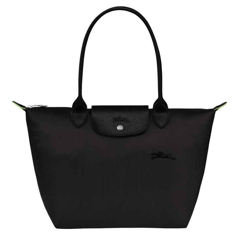 Women\'s Longchamp Le Pliage Green M Tote Bag Black | SVHNU-4293