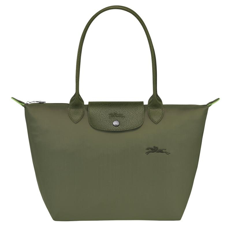Women\'s Longchamp Le Pliage Green M Tote Bag Forest Green | VFYQN-7594