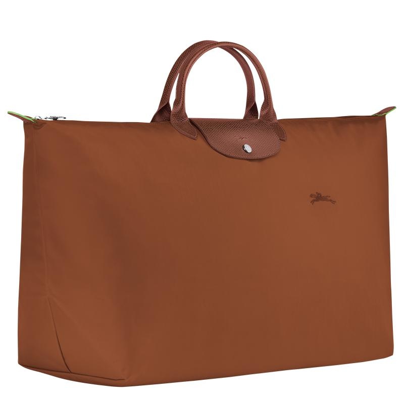 Women's Longchamp Le Pliage Green M Travel Bags Cognac Brown | KRNDH-5378