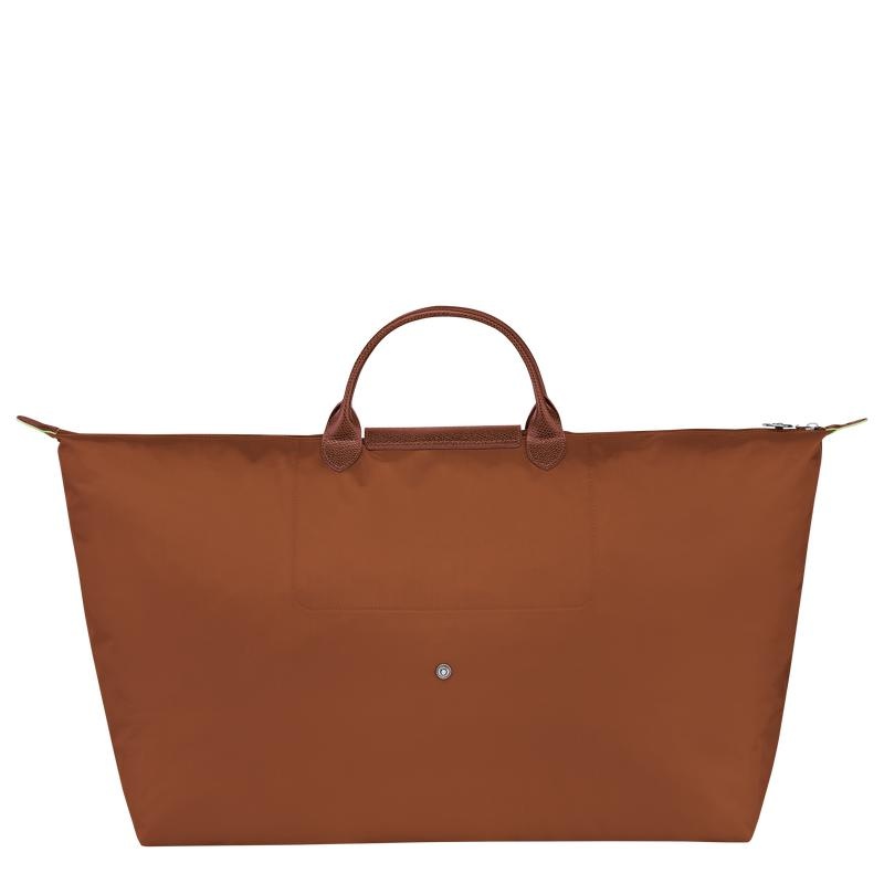 Women's Longchamp Le Pliage Green M Travel Bags Cognac Brown | KRNDH-5378