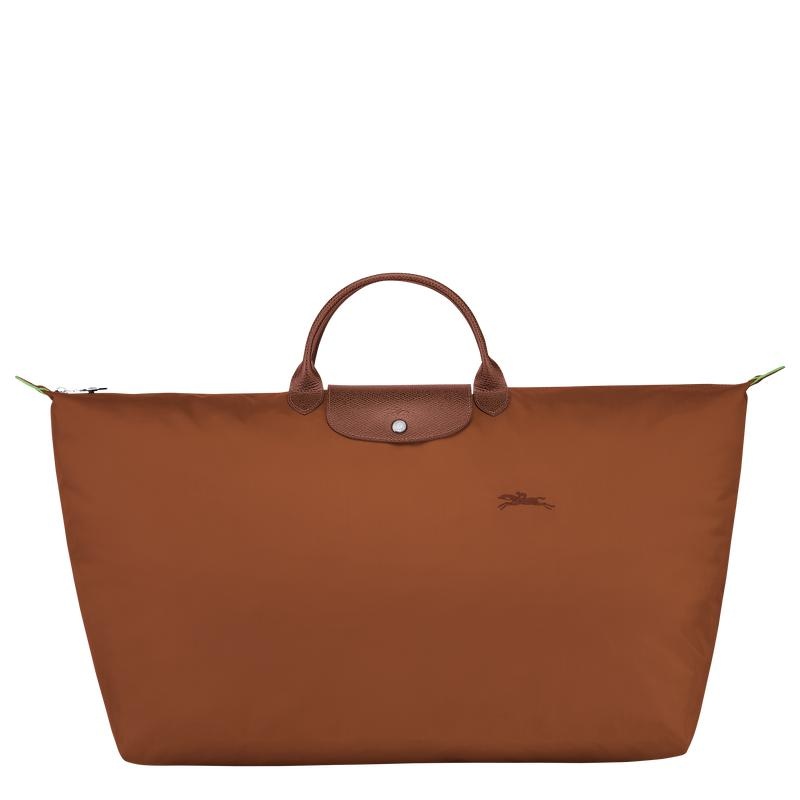 Women\'s Longchamp Le Pliage Green M Travel Bags Cognac Brown | KRNDH-5378