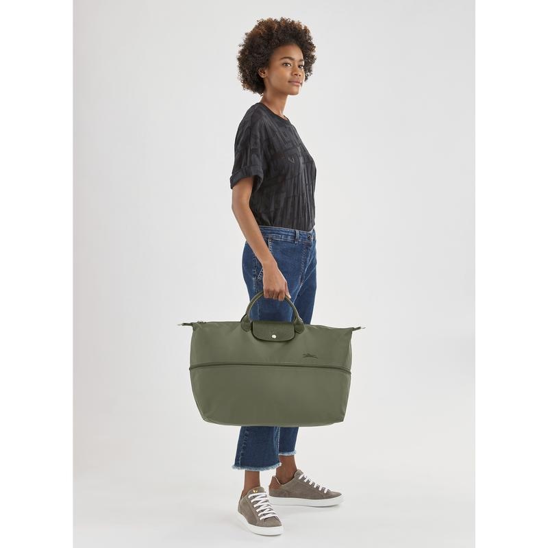 Women's Longchamp Le Pliage Green expandable Travel Bags Forest Green | ISVMW-1096