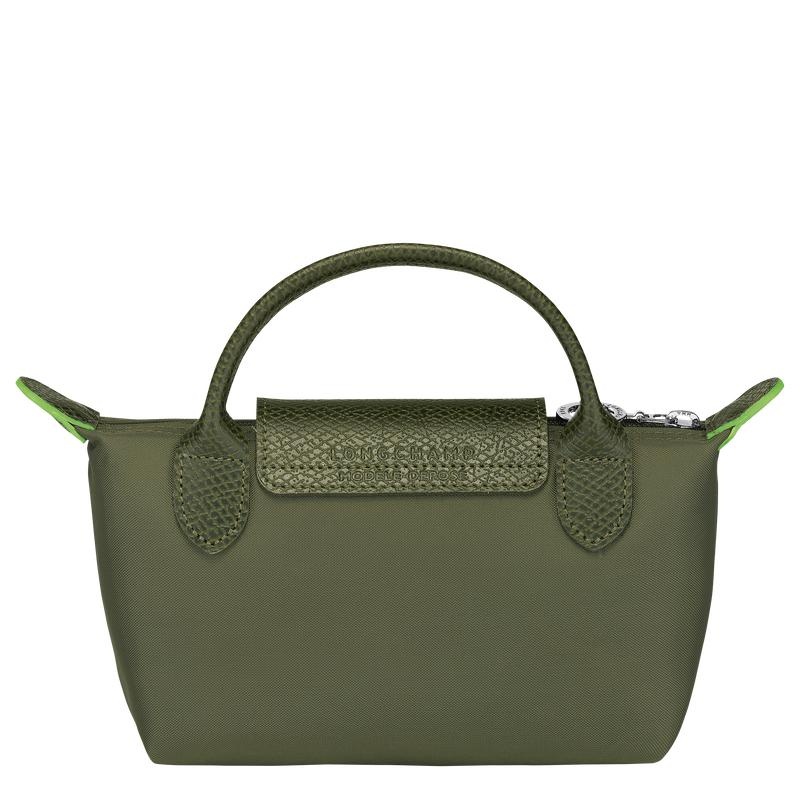 Women's Longchamp Le Pliage Green with handle Pouches Forest Green | VOSMK-1784