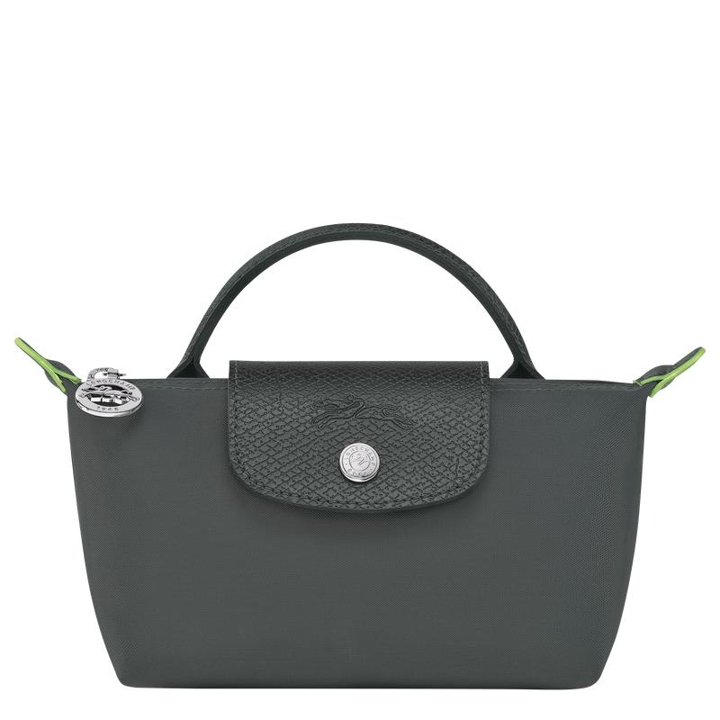 Women\'s Longchamp Le Pliage Green with handle Pouches Graphite Grey | MPRXQ-5402