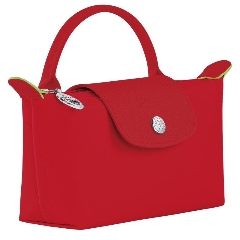 Women's Longchamp Le Pliage Green with handle Pouches Tomato Red | EUGFW-9275