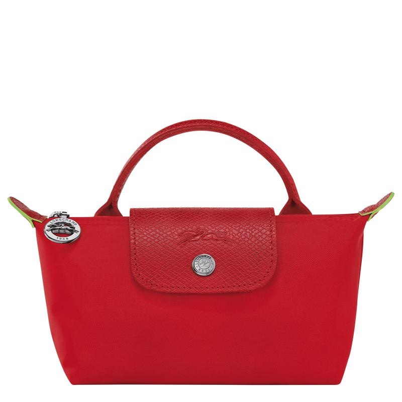 Women\'s Longchamp Le Pliage Green with handle Pouches Tomato Red | EUGFW-9275