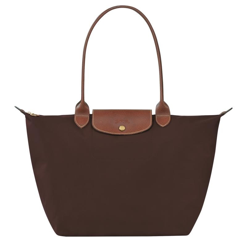 Women\'s Longchamp Le Pliage Original L Tote Bag Ebony Brown | EWTSB-7402