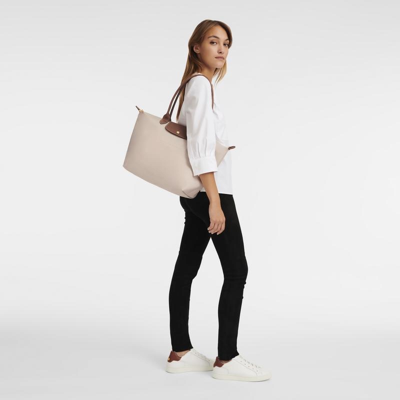 Women's Longchamp Le Pliage Original L Tote Bag Paper White | LUOAZ-7190