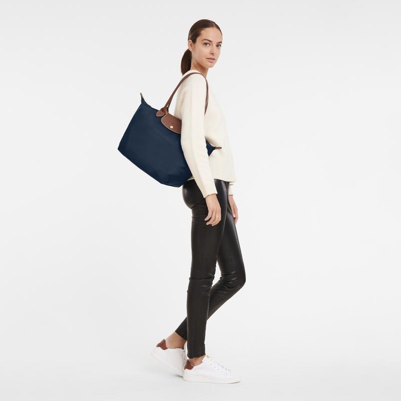 Women's Longchamp Le Pliage Original L Tote Bag Navy | VXPGJ-8379