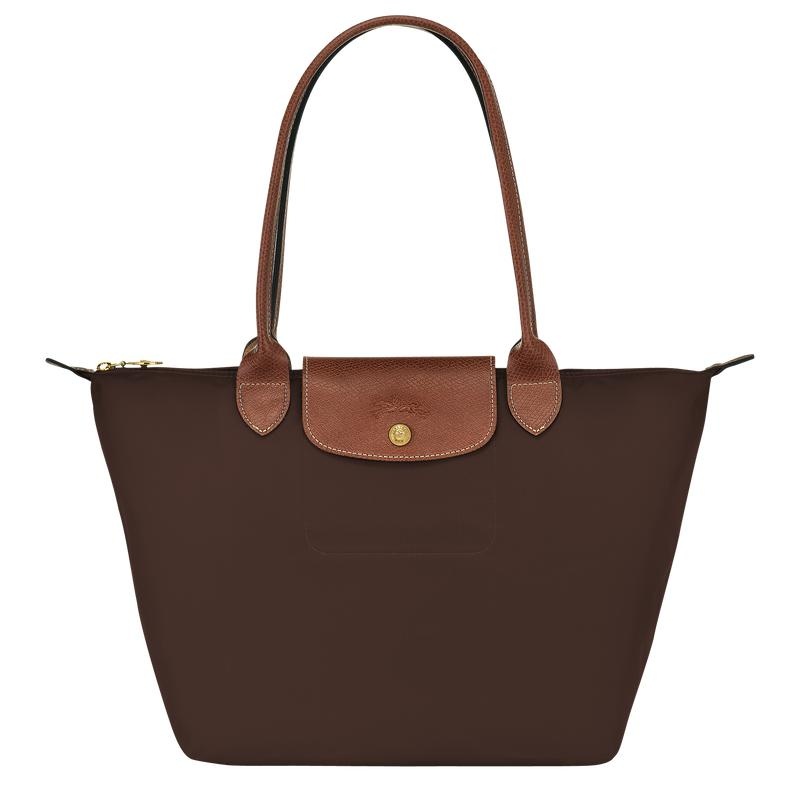 Women\'s Longchamp Le Pliage Original M Tote Bag Ebony Brown | PLIHF-7980