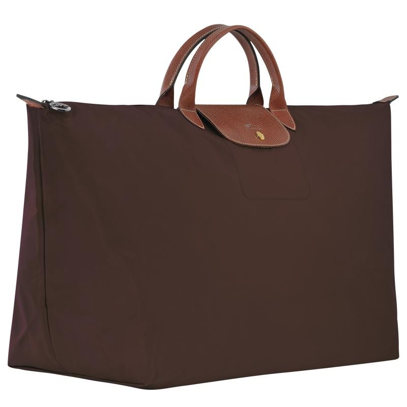 Women's Longchamp Le Pliage Original M Travel Bags Ebony Brown | FYAVD-5624