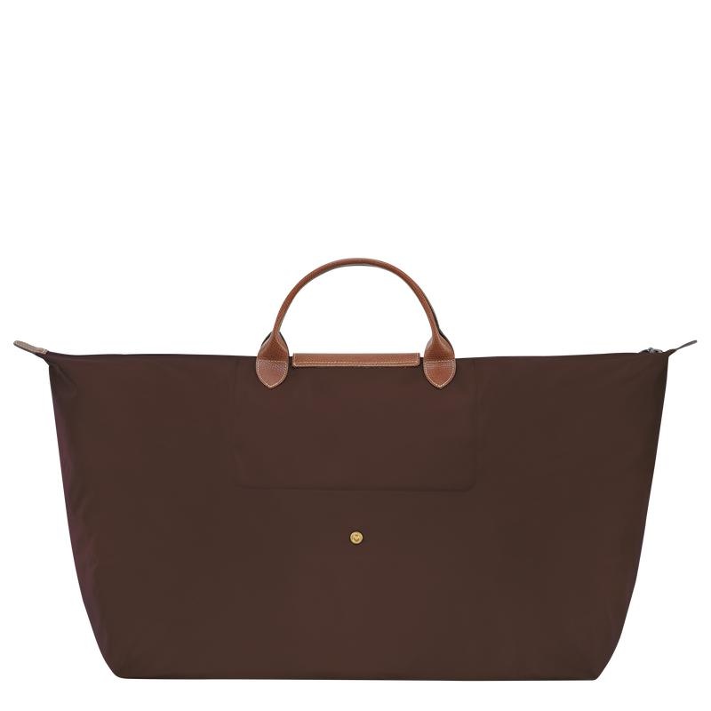 Women's Longchamp Le Pliage Original M Travel Bags Ebony Brown | FYAVD-5624