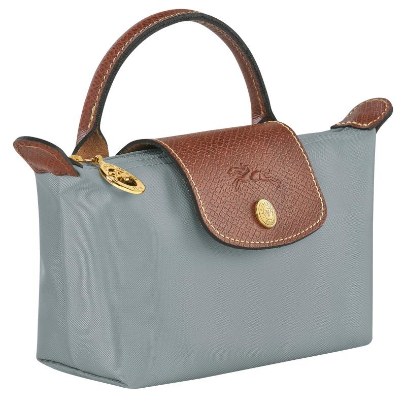 Women's Longchamp Le Pliage Original with handle Pouches Steel Grey | OBSTL-1942