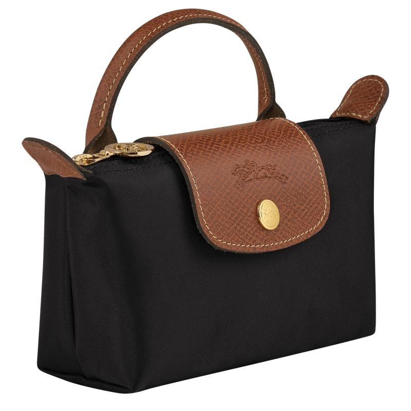 Women's Longchamp Le Pliage Original with handle Pouches Black | XNQIF-0127