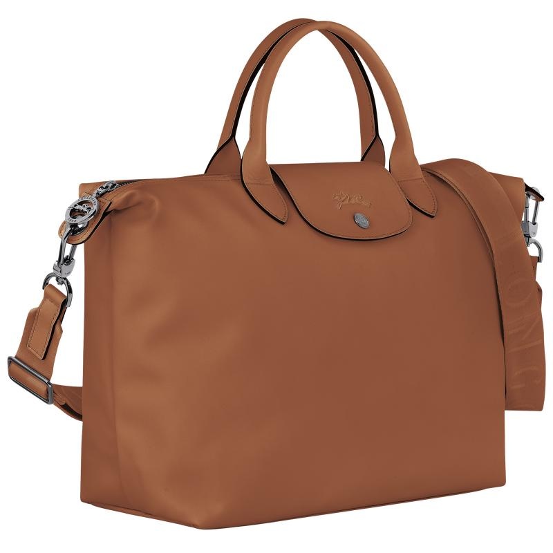 Women's Longchamp Le Pliage Xtra L Handbags Cognac Brown | ABGHE-0418