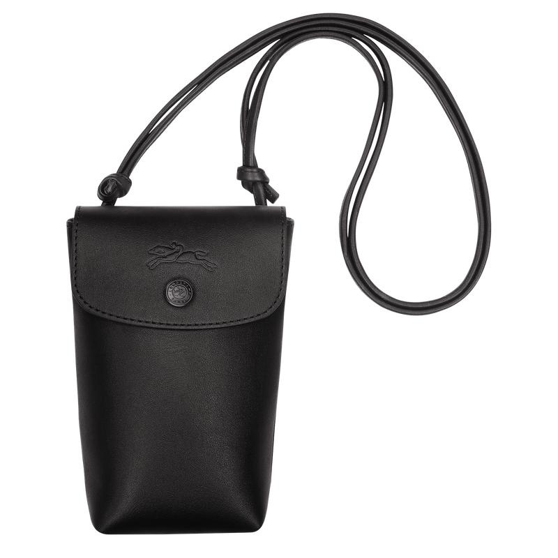 Women\'s Longchamp Le Pliage Xtra with leather lace Phone Case Black | FISYN-6813