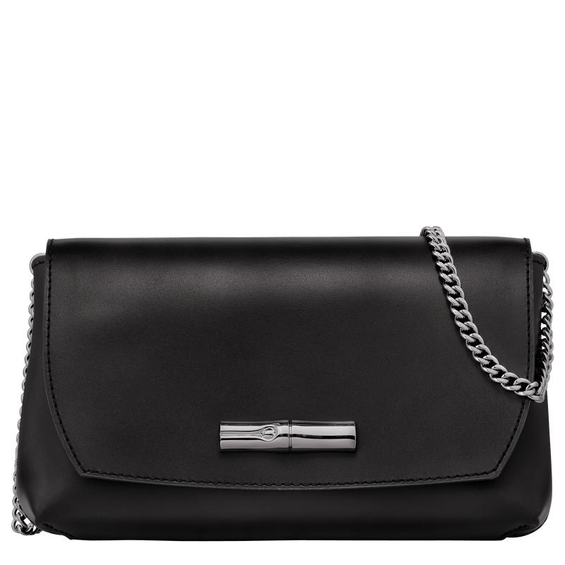 Women\'s Longchamp Roseau Clutch Bag Black | ANMIY-7693