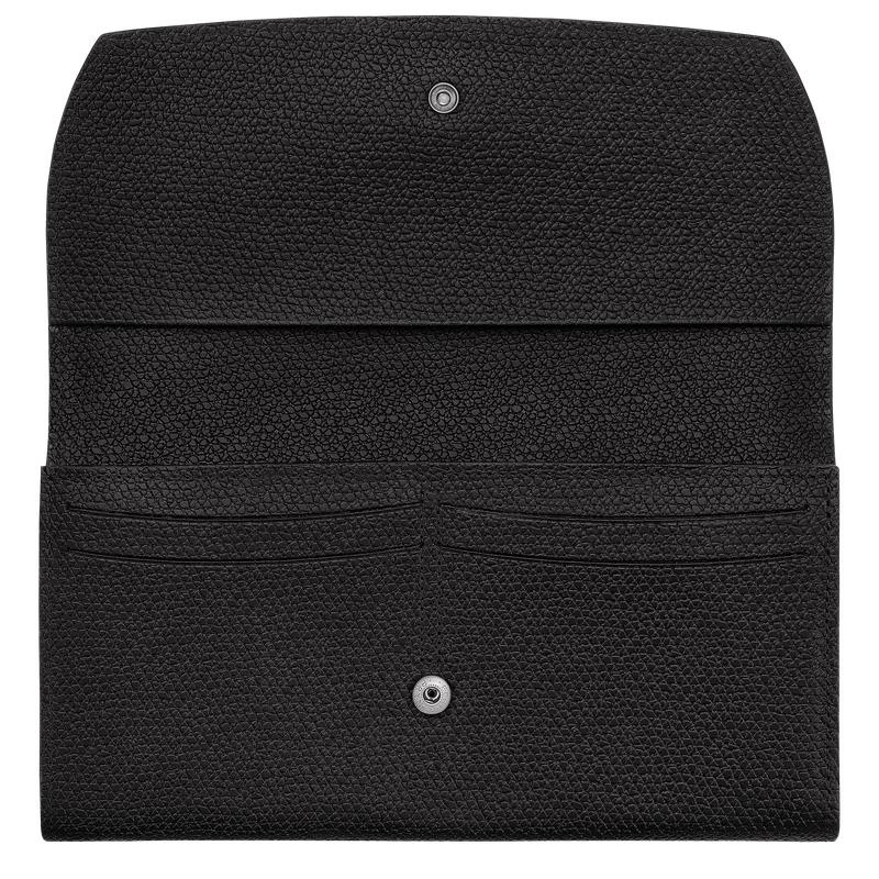 Women's Longchamp Roseau Continental Wallets Black | LGTPE-3502