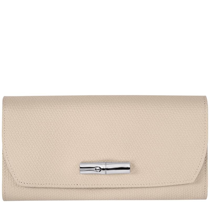 Women\'s Longchamp Roseau Continental Wallets Paper White | SFAWE-8735