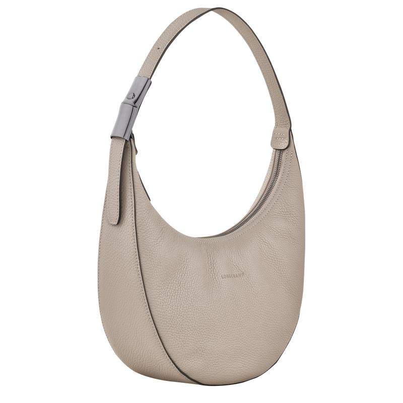 Women's Longchamp Roseau Essential M Hobo Bags Clay Grey | AIXLF-7563