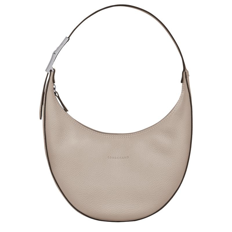 Women\'s Longchamp Roseau Essential M Hobo Bags Clay Grey | AIXLF-7563