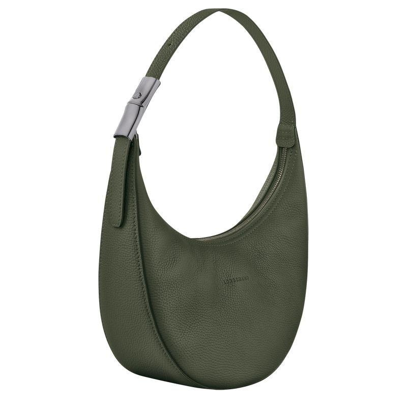 Women's Longchamp Roseau Essential M Hobo Bags Khaki | WLPQC-0512