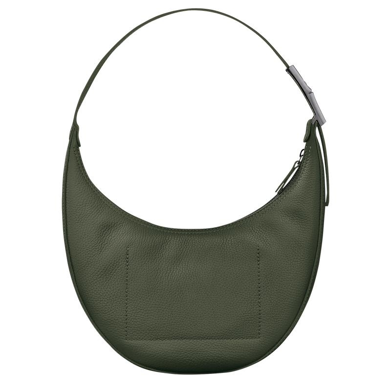 Women's Longchamp Roseau Essential M Hobo Bags Khaki | WLPQC-0512