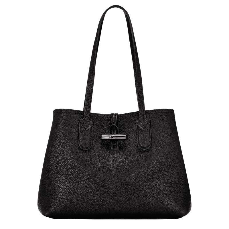 Women\'s Longchamp Roseau Essential M Tote Bag Black | FYLQM-8321