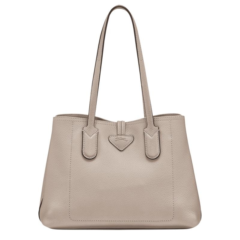 Women's Longchamp Roseau Essential M Tote Bag Clay Grey | LUHMY-2405