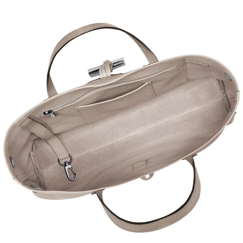 Women's Longchamp Roseau Essential M Tote Bag Clay Grey | LUHMY-2405