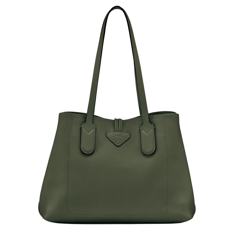 Women's Longchamp Roseau Essential M Tote Bag Khaki | WPYQK-1524