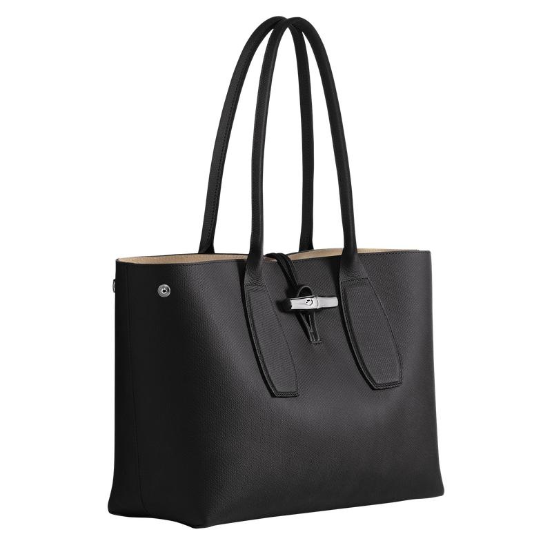 Women's Longchamp Roseau L Tote Bag Black | QYAPJ-9567