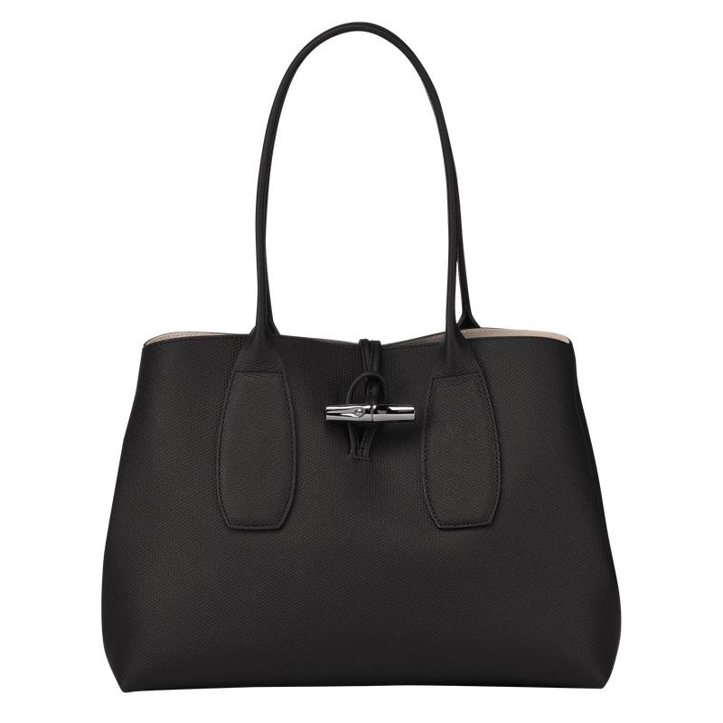 Women\'s Longchamp Roseau L Tote Bag Black | QYAPJ-9567