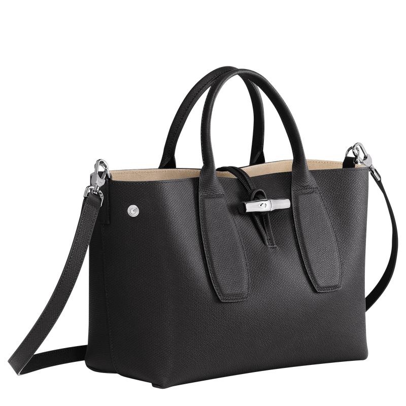 Women's Longchamp Roseau M Handbags Black | ZVWPA-9672