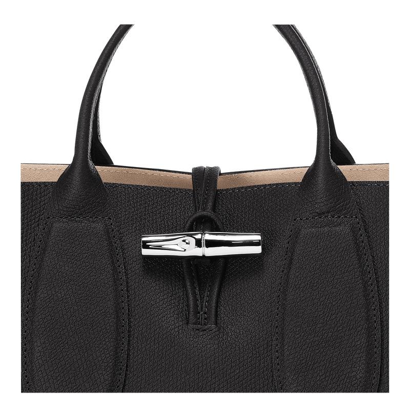 Women's Longchamp Roseau M Handbags Black | ZVWPA-9672