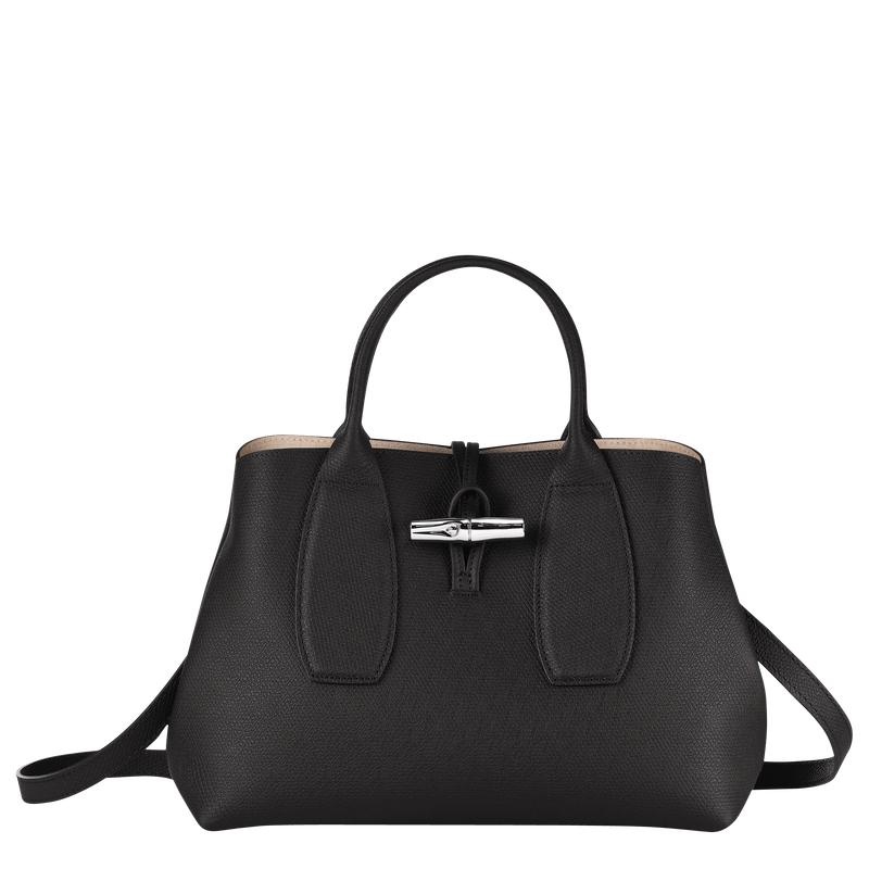 Women\'s Longchamp Roseau M Handbags Black | ZVWPA-9672