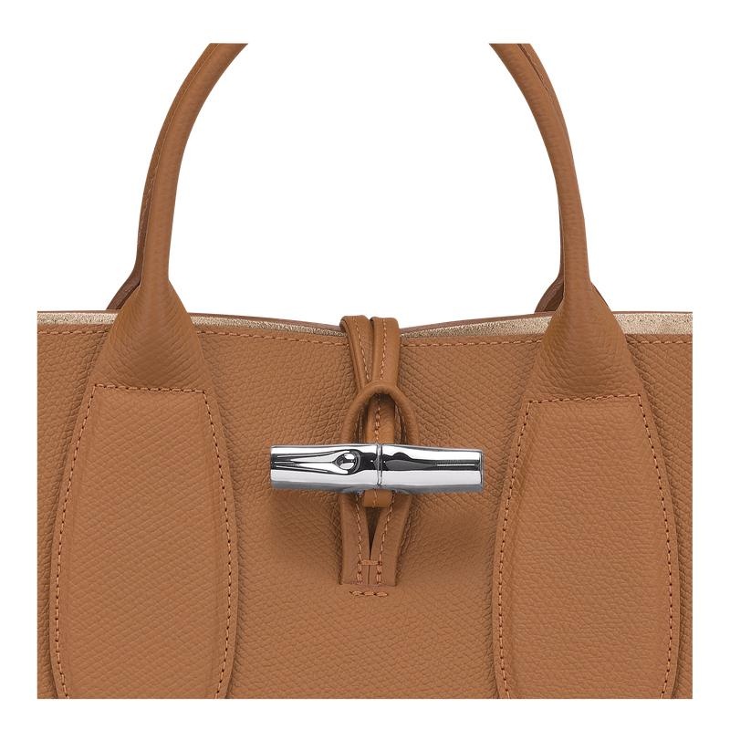 Women's Longchamp Roseau M Handbags Natural Brown | NTZCB-4180