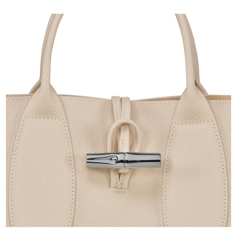 Women's Longchamp Roseau M Handbags Paper White | COHDS-1746